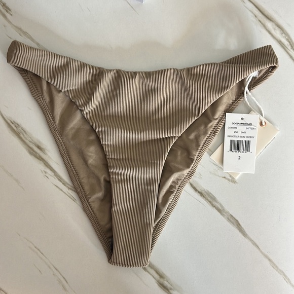 Good American Swim Rib Better Bikini Cheeky NWT in Latte GA Size 2/ Size Medium - Picture 8 of 10